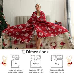 لحاف للثلج لعيد الميلاد الكريسماس مفرش سرير الرنة الكاردينالات مفارش سرير للسنة الجديدة غطاء سرير منقوش طقم سرير للعطلات - Product Image 4