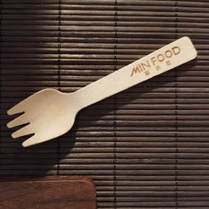 سبورك خشبي صغير ، ملعقة شوك من خشب البِرْش قابل للتحلل بكميات كبيرة ، ملعقة 2 في 1 - Product Image 2