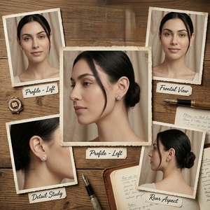 Pendientes de tuerca trillón chapados en oro blanco de 18 quilates con diamantes cultivados en laboratorio, joyería fina, regalo elegante para mujer - Product Image 3