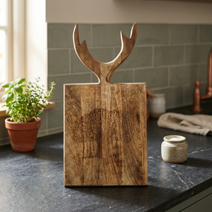 Acacia Wood Chopping <b>Block</b> Deer Antler Wooden Cutting Board Custom <b>Shape</b> Reusable Kitchen Decoration - Product Image 1
