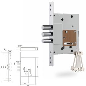 BBDHOMEロシア市場鉄製装甲ドア60mmバックセット盗難防止ほぞ穴ドアロックボディ - Product Image 2