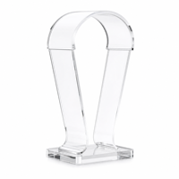 Support d'affichage en acrylique personnalisé, présentoir de luxe pour casques, support de bureau transparent pour casques audio, support de jeu avec panneau logo OEM
