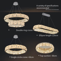 Lustre moderne élégant haut de gamme en marbre naturel et cristal, réglable en hauteur, avec LED dimmable, pour villa de luxe