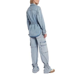 เสื้อเชิ้ตเดนิมผู้หญิงแบบใหม่ขายส่ง แฟชั่นลำลอง สไตล์โอเวอร์ไซส์ แขนยาว สวมใส่สบาย พร้อมเข็มขัด - Product Image 4