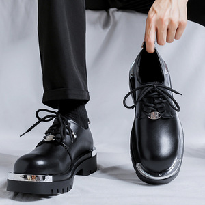<span class=keywords><strong>Chaussures</strong></span> Derby Luxueuses pour Couples Confortables à Bout Épais Rehaussantes Antidérapantes Polyvalentes pour Travail Formel en Cuir de Vachette PU - Product Image 2