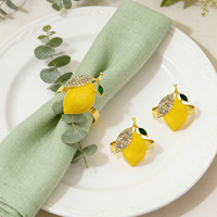 Nouveaux Anneaux de Serviette en Alliage Thème Fruits (Fraise, Citron) Style Pastoral pour Mariages, Banquets et Hôtels