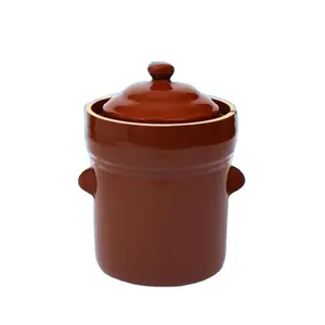 custom factory direct pickle jar supplier Ceramic Fermenting Light Brown Crock Pots