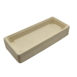 disposable natural colour sugarcane food grade paper rectangle box fast food paper sushi packaging box