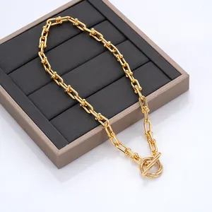 New Design Brass 18k Gold Toggle Pendant U Chain For Women Men