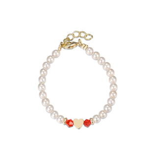 Pulsera de Material de Latón chapado en <span class=keywords><strong>oro</strong></span> para bebé y niña, pulsera de concha de moda con <span class=keywords><strong>perlas</strong></span> y corazón - Product Image 4