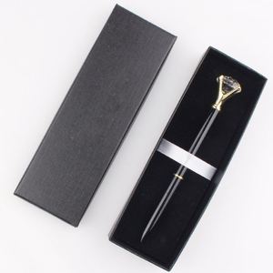 Promotional Gravel Metal Sparkling Big Diamond Pen Set With Head Crystal Cute Engraving Ink Stationery Gift <b>Box</b> Ballpoint - Product Image 1