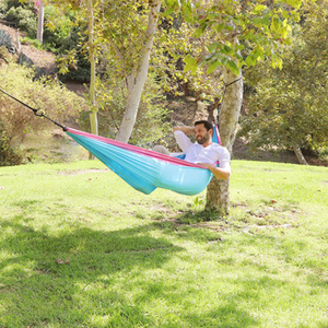 Blue Pink Nylon Beach <b>Hammock</b> Outdoor Camping Casual Style Parachute <b>Hammock</b> - Product Image 6