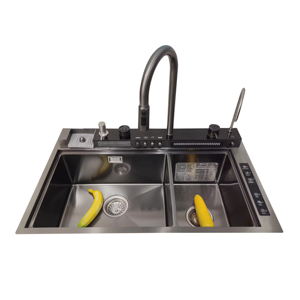 New Product Household Honeycomb Black Intelligent Hydrogen Ultrasonic Dishwasher Waterfall Smart Kitchen Sink with Cup <b>Washer</b> - Product Image 2