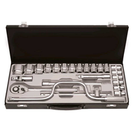 Jeu de douilles GTY de haute qualité CR-V 24 pièces 1/2 po, boîte métallique, qualité taïwanaise, clé à cliquet, poignée rapide, jeu d'outils à main, kits de mécanicien