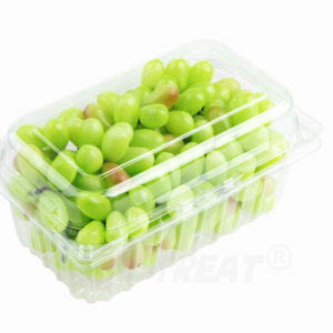 Suministro de fábrica de grado alimenticio PET transparente bayas frutas caja de plástico embalaje de concha de fruta para uva fresa plástico Clamshell