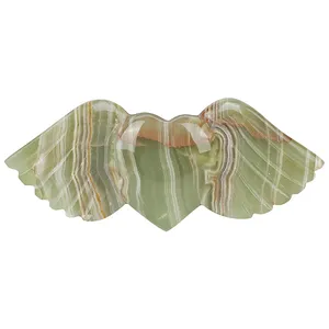 Venda quente moda verde e branco Afeganistão Jade Angel Wing Pedras preciosas coração charme decoração de casa