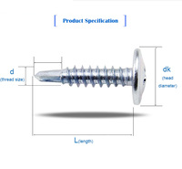 Vis à tête bombée modifiée à bouton 8 x 1/2, vis autoperceuse à tête cylindrique