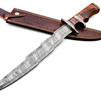Couteau Bowie artisanal en acier Damas, lame Kris, manche en bois de rose, bord lisse, pour le camping en plein air, en vente en ligne