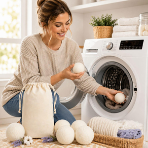 Boule de séchage en feutre absorbant l'humidité en laine blanche moelleuse pour vêtements, pour machine à laver et sèche-linge, boule et disque de lavage - Product Image 6