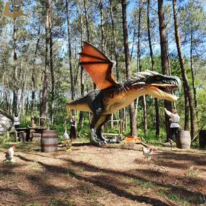 Buy Animatronic CCAD11 Theme Park Real Dragon Model Animatronic Red Flying Simulation Western Dragon