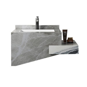 Tocador de baño de estilo moderno con <span class=keywords><strong>encimera</strong></span> de piedra de losa de <span class=keywords><strong>roca</strong></span> <span class=keywords><strong>Lavabo</strong></span> de cerámica LED inteligente <span class=keywords><strong>Lavabo</strong></span> - Product Image 1