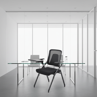 Chaise de formation ergonomique moderne pliable avec tablette d'écriture - Chaise de conférence en maille, hauteur réglable, pivotante, avec plateau de bureau intégré pour