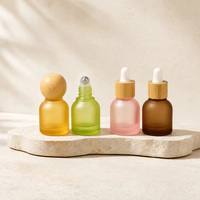 Botol Kemasan Parfum 10ml, Botol Kaca Buram dengan Tutup Kayu Bambu Mewah, Dilengkapi Pipet Tetes untuk Minyak Atsiri