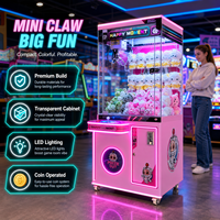 Mini machine à griffes transparente rose à monnayeur, jeu de récompenses pour un joueur, pour salle d'arcade