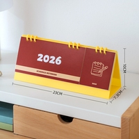 Kalender Meja Cetak Kustom 2026 Layar LCD Kertas Seni PP+200g Jam Kalender Bulanan Harian Perencana Kalender Meja Sederhana