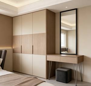 Armario de Madera Claro de Estilo Moderno y Lujoso, Mueble de Dormitorio Integrado con Tiradores Minimalistas - Product Image 3