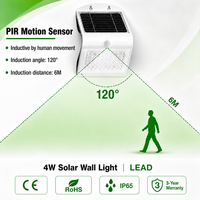 Lampe solaire de jardin LED IP65 à haute luminosité, à fixation murale extérieure avec détecteur de mouvement, fournisseur d'or de Shenzhen