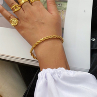 MICCI Vente en gros Bijoux en acier inoxydable plaqué or 18 carats sur mesure Chaîne de bracelet en corde torsadée tissée 3MM 4MM Femmes