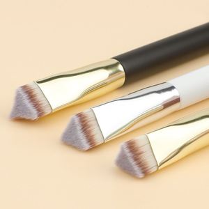 Half <b>Round</b> Wine Red Synthetic Hair Custom Logo Luxury Single Private Label Concealer <b>Brush</b> with Wood Handle for Cheek Use - Product Image 4