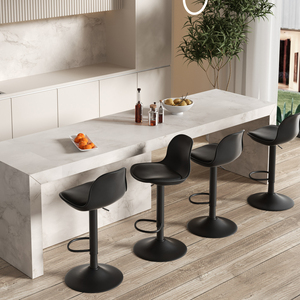 Modern PU Leather Commercial Bar <b>Stools</b> with <b>Wood</b> Frame Adjustable Height Metal Base for Home Bar and Outdoor Use - Product Image 1