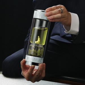 Double Walled Glass Tea Cup With Infuser Portable For Car Office Gift - Product Image 4