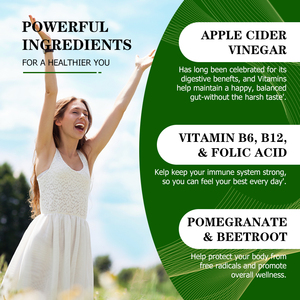 Customized Private Label Apple Cider Vinegar Gummies Vitamin B6 B12 Vegan Immune Support Healthy Digestion Antioxidant - Product Image 4