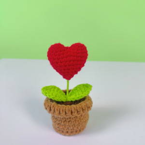 Wedding Valentine's Decoration Crochet Flowers Cute Handmade Wool Knitted Sunflower Flower Pot - Product Image 5