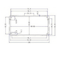 Boîtier de contrôle en aluminium extrudé sablé argenté 100*50mm, type tube ouvert avec fentes supérieures rainurées pour rail de carte PCB, IP54