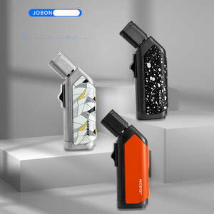 Jobon ZB665 Moderne Quatre Feu Jet Flamme Métal Ceinture Cigare Diamant Coupe-Vent Briquet <span class=keywords><strong>Butane</strong></span> Carburant En Gros - Product Image 2