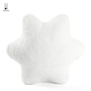 2024 New Christmas White Star Shape Snowflake Cushion Silver Embroidery Comfy Plush Home Decor Pillows