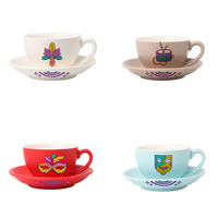 BENELUCK Ensemble de thé et de café en porcelaine à bord doré, luxe minimaliste, en nouvelle porcelaine fine, tasses réutilisables écologiques, tasse à lait fleurie