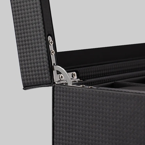 Caja de reloj organizador almacenamiento joyería de lujo doble capa 24 ranuras caja de fibra de carbono PU negro caja de exhibición gabinete de vidrio cuadrado - Product Image 4