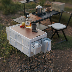 Boîte de rangement pliable pour <span class=keywords><strong>camping</strong></span>, vente en gros, directement de l'usine, organisateur de coffre de voiture avec portes latérales, grande capacité, bac de pique-nique extérieur - Product Image 5