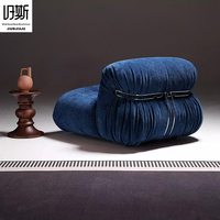 Fauteuil paresseux moderne de luxe en tissu chenille, une place, avec éponge haute résilience, confortable, pour salon et centre commercial