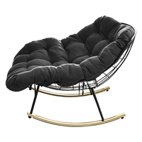 Chaise lune à bascule moderne et portable avec coussin, structure en acier légère et imperméable, mobilier de jardin extérieur – Offre spéciale