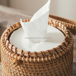 Vente en gros de boîtes à mouchoirs en rotin naturel écologique personnalisées par OEM porte-serviettes de couleur pour la cuisine étanche pour restaurants - Product Image 1