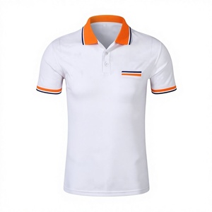100% Cotton Men's <b>White</b> for Shirt Red Collar Cuffs Short Sleeve Casual Knitted Regular Fit Solid Color Anti-Wrinkle 180g - Product Image 5