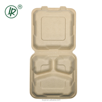 800ml 8 pouces 3 compartiments personnalisable Rectangle biodégradable Togo conteneur à emporter déjeuner papier boîtes d'emballage pour Restaurant
