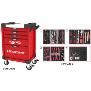ULTIMATE 5-<b>Drawer</b> Rolling Tool Chest Red Iron Material with 263 Tools for Garage <b>Workshops</b> OEM & OBM Customized Support - Product Image 1