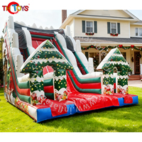Château gonflable de Noël avec toboggan combiné, usage commercial